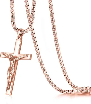 Eusense Cross Necklace for Women Men Crucifix Pendant Sterling Silver 925 Cruz De Caravaca Cross Jesus Crucifix Jewelry