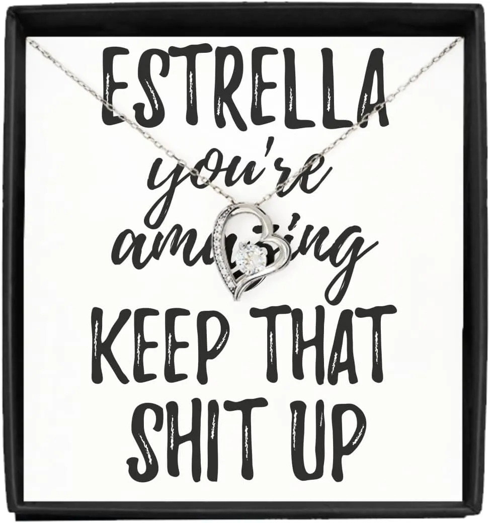 EzGift Estrella Necklace Pendant You're Amazing Keep That Shit Up Motivation Custom Name Jewelry With Chain And Message Card Box