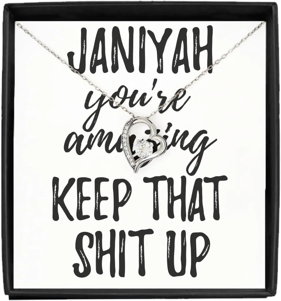 EzGift Janiyah Necklace Pendant You're Amazing Keep That Shit Up Motivation Custom Name Jewelry With Chain And Message Card Box