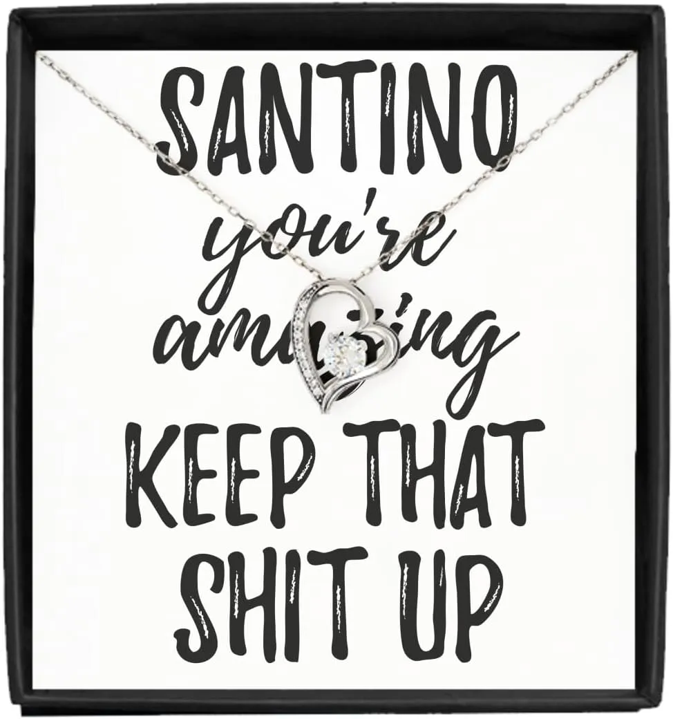 EzGift Santino Necklace Pendant You're Amazing Keep That Shit Up Motivation Custom Name Jewelry With Chain And Message Card Box