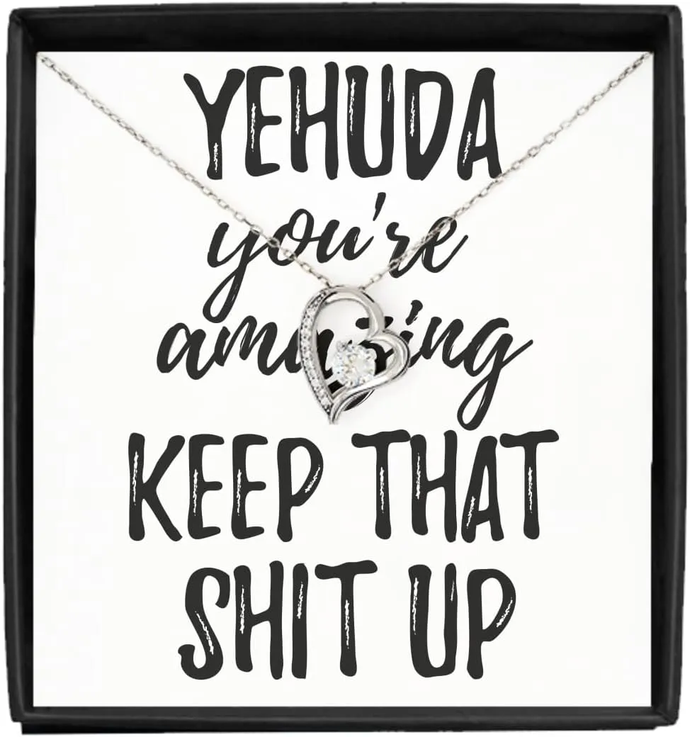 EzGift Yehuda Necklace Pendant You're Amazing Keep That Shit Up Motivation Custom Name Jewelry With Chain And Message Card Box