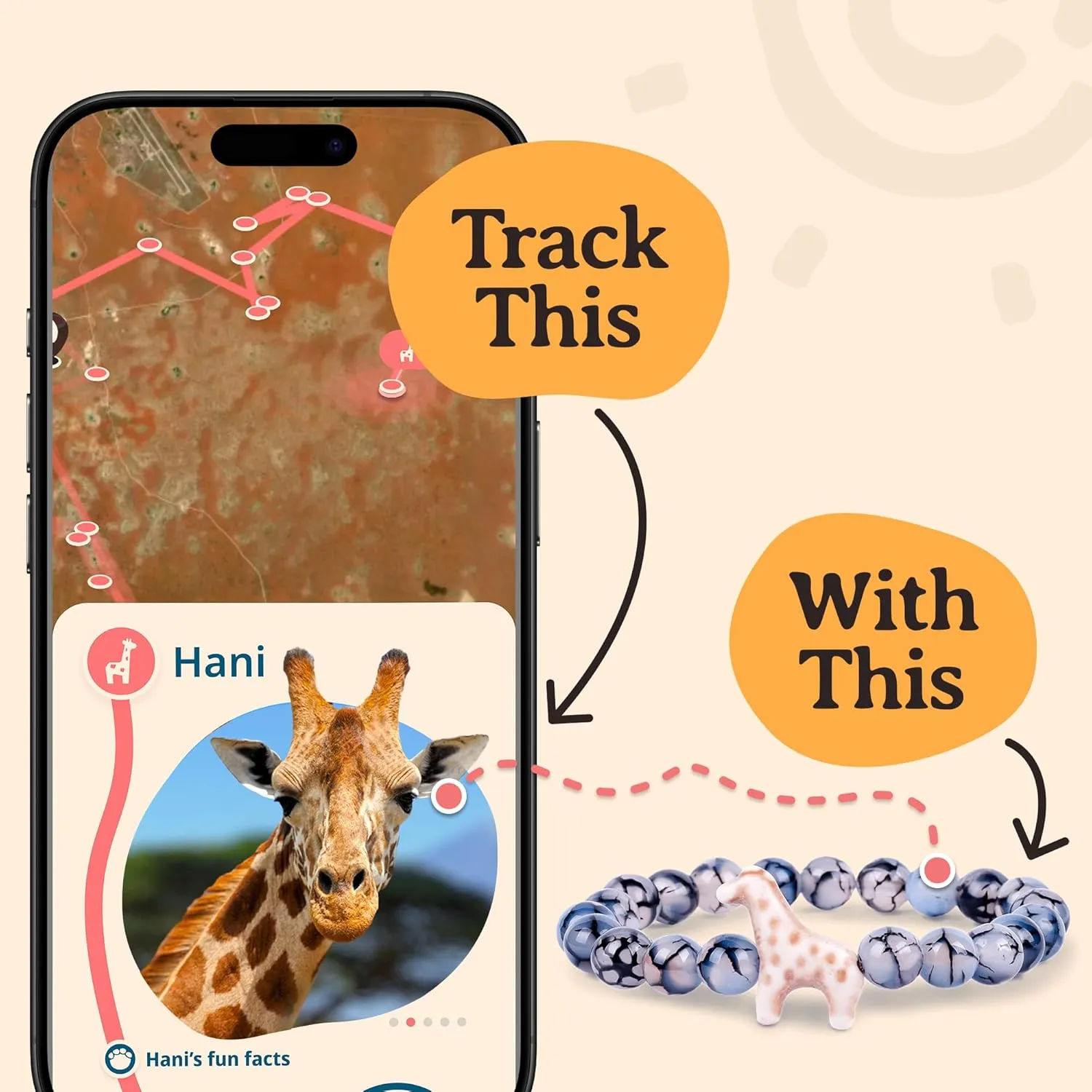 Fahlo Giraffe Tracking Bracelet, Elastic, supports Somali Giraffe Project, one size fits most for Men and Women