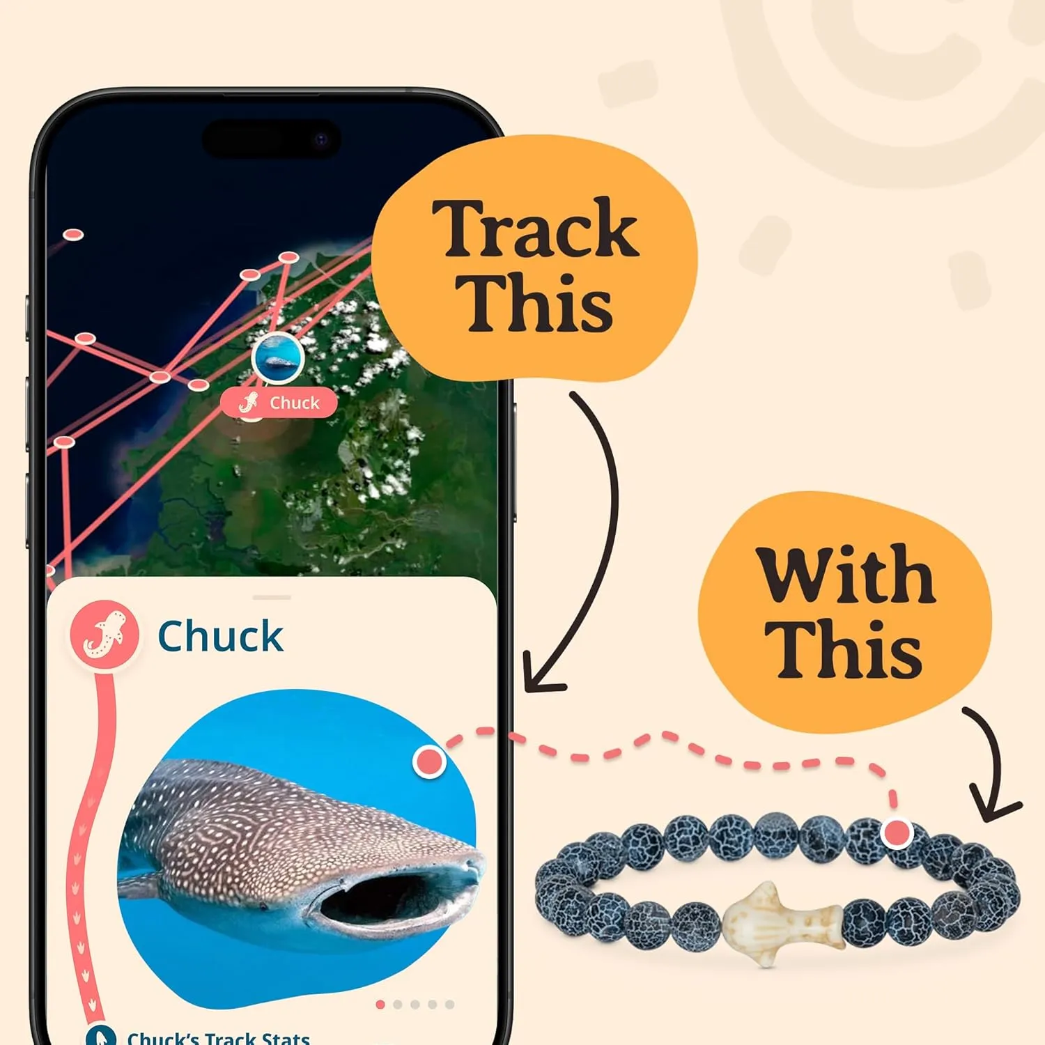 Fahlo Quest Bracelet Whale Shark Tracking Bracelet, Elastic, Supports Georgia Aquarium, one Size fits Most for Men and Women