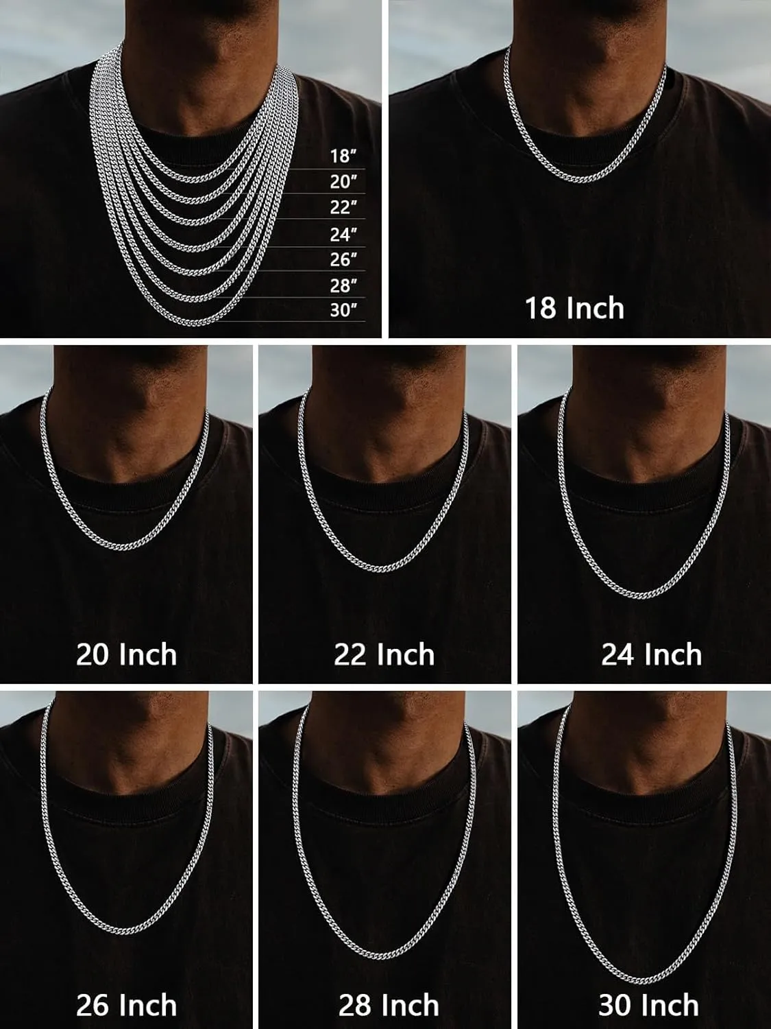 FaithHeart Chunky Miami Cuban Link Chain Necklace for Men - Gold Plated/Black Stainless Steel Hip Hop Chains Necklaces, 6/10/14mm Width 18/20/22/24/26/28 Inch Length, with Gift Box