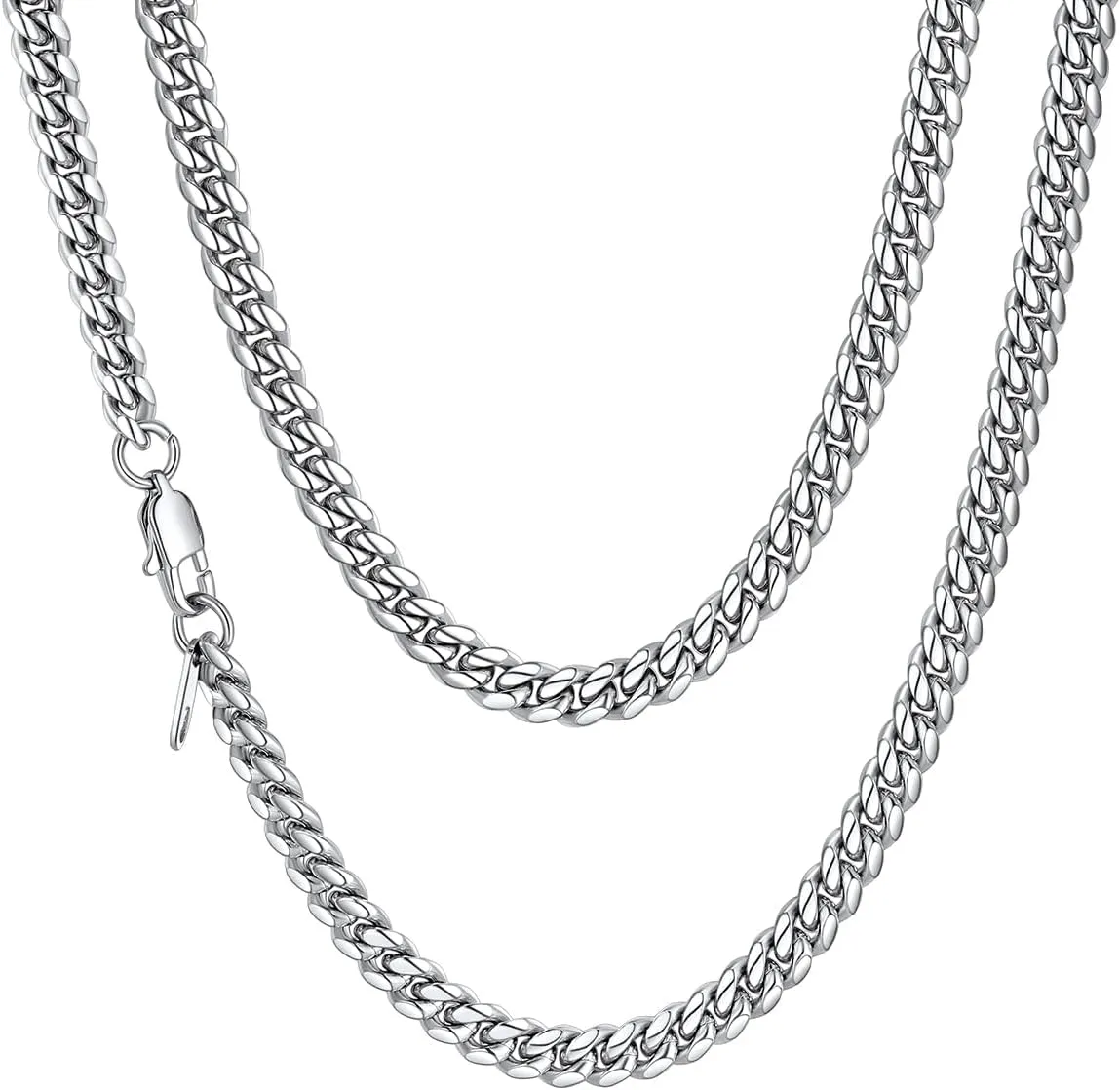 FaithHeart Chunky Miami Cuban Link Chain Necklace for Men - Gold Plated/Black Stainless Steel Hip Hop Chains Necklaces, 6/10/14mm Width 18/20/22/24/26/28 Inch Length, with Gift Box