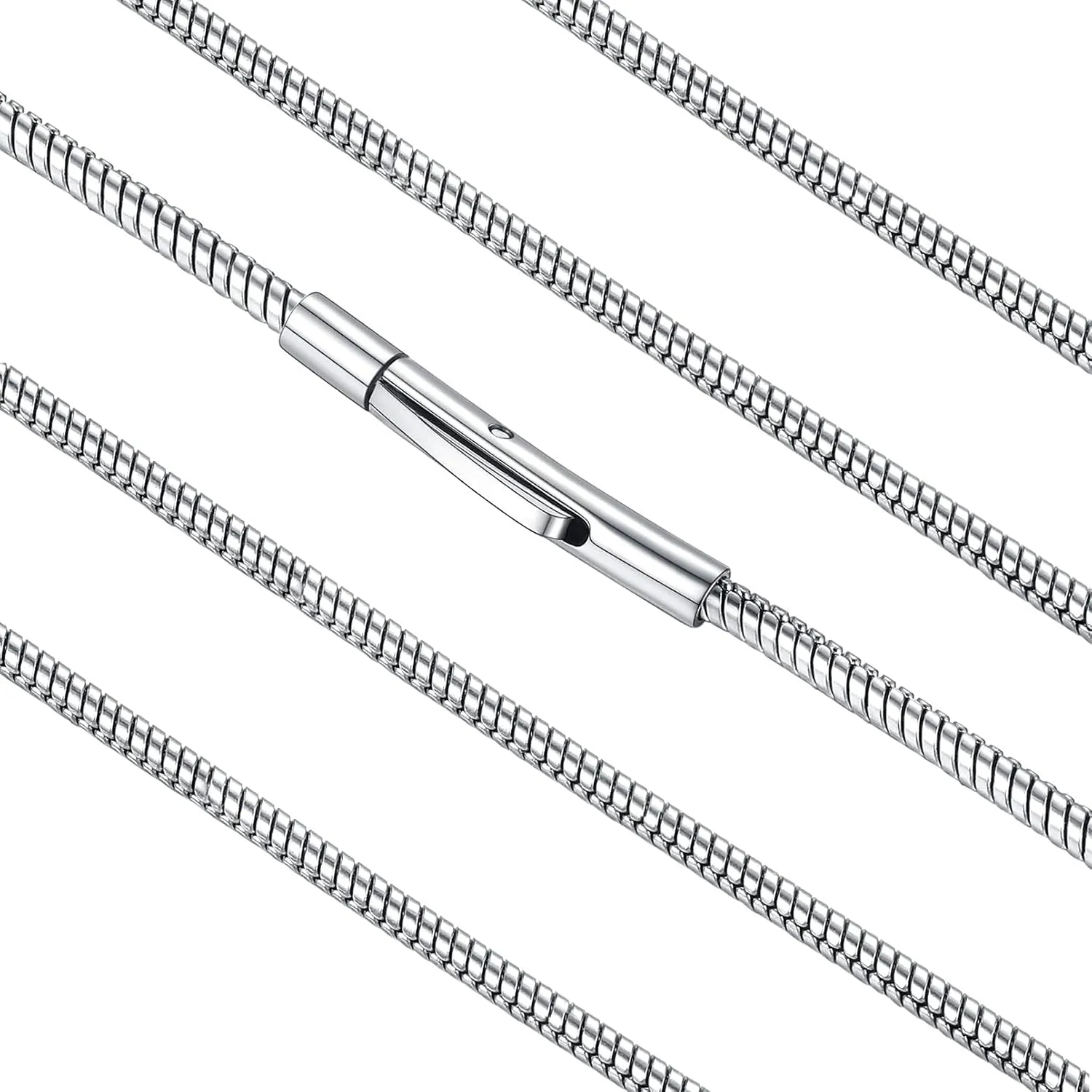 FaithHeart Stainless Steel Chains for Men, Silver/Black/14K Gold Plated Snake/Wheat/Box/Rope/Rolo Chain Necklace 16-30 Inches with Delicate Gift Box