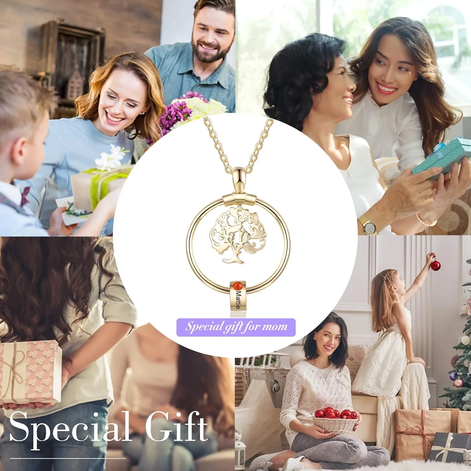 Family Necklace Personalized Tree of Life Necklace for Mothers Custom Mom Necklace with Birthstone Family Name Necklace Mothers Day Necklace for New Mom Grandmother Gifts for Mom