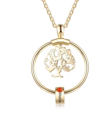 Family Necklace Personalized Tree of Life Necklace for Mothers Custom Mom Necklace with Birthstone Family Name Necklace Mothers Day Necklace for New Mom Grandmother Gifts for Mom