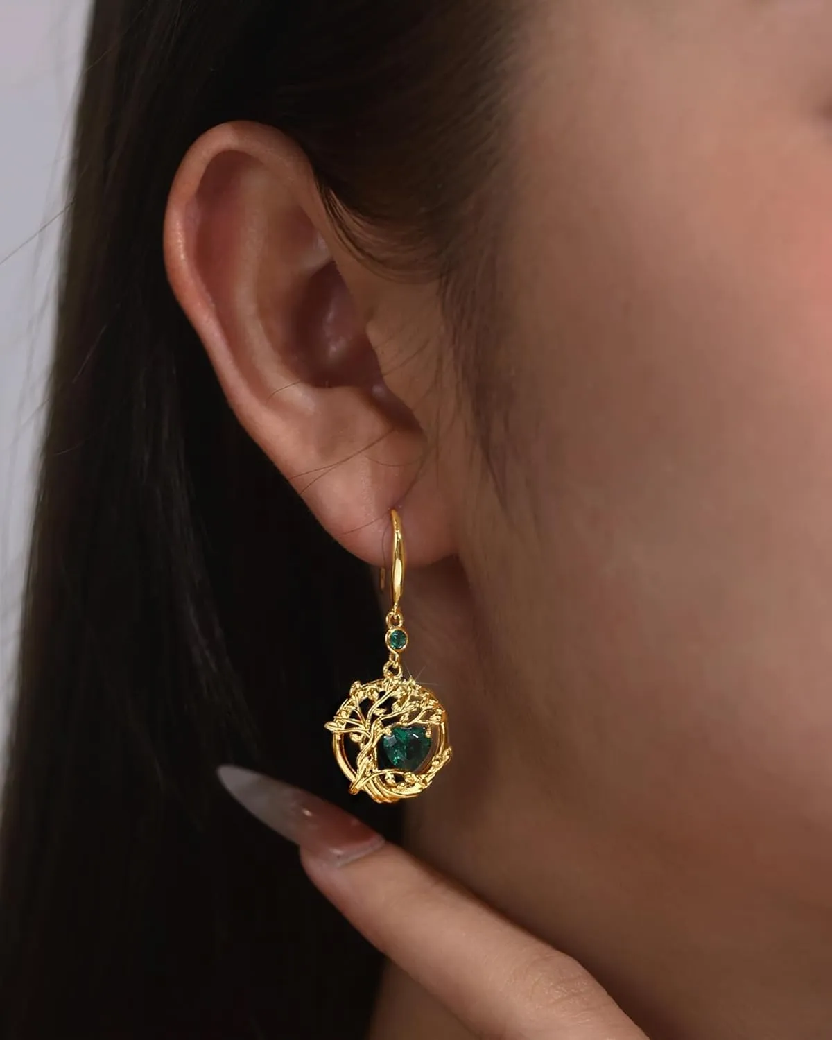 FANCIME Mothers Day Gifts, Tree of Life Dangle Drop Earrings 925 Sterling Silver Dainty Round Gemstone Birthstone Earring Fine Jewelry Birthday Gifts for Her Women