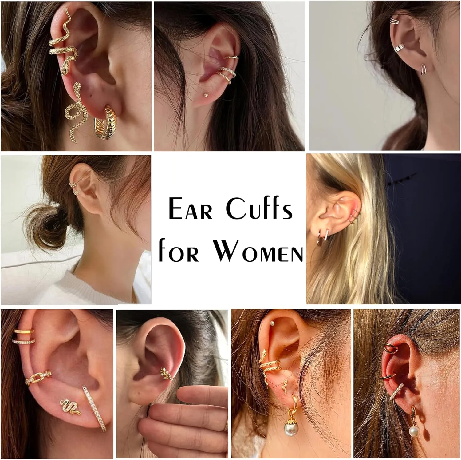 FASACCO 25PCS Ear Cuff for Women Non Piercing Clip on Cartilage Helix Wrap Earrings Adjustable Ear Clip Non-Piercing Cartilage Earring