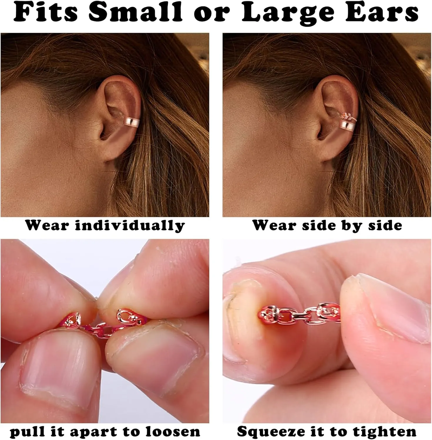 FASACCO 25PCS Ear Cuff for Women Non Piercing Clip on Cartilage Helix Wrap Earrings Adjustable Ear Clip Non-Piercing Cartilage Earring
