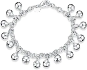 Fashion Jewelry 925 Silver Plated Adjustable Bells Chain Bracelet/Anklet for Women