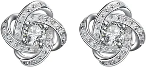 Fashion Jewelry 925 Sterling Silver Cubic Zirconia Gemini Stud Earrings for Women and Girls