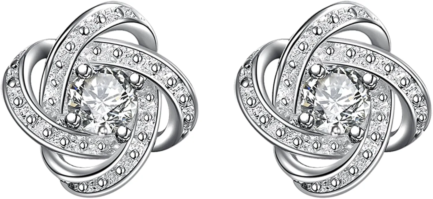 Fashion Jewelry 925 Sterling Silver Cubic Zirconia Gemini Stud Earrings for Women and Girls