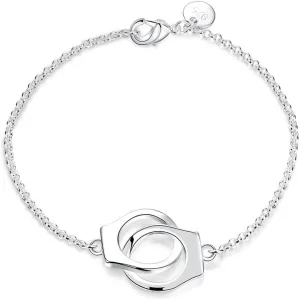 Fashion Jewelry 925 Sterling Silver Handcuff Chain Bracelet Partners in Crime Best Friends Bracelet