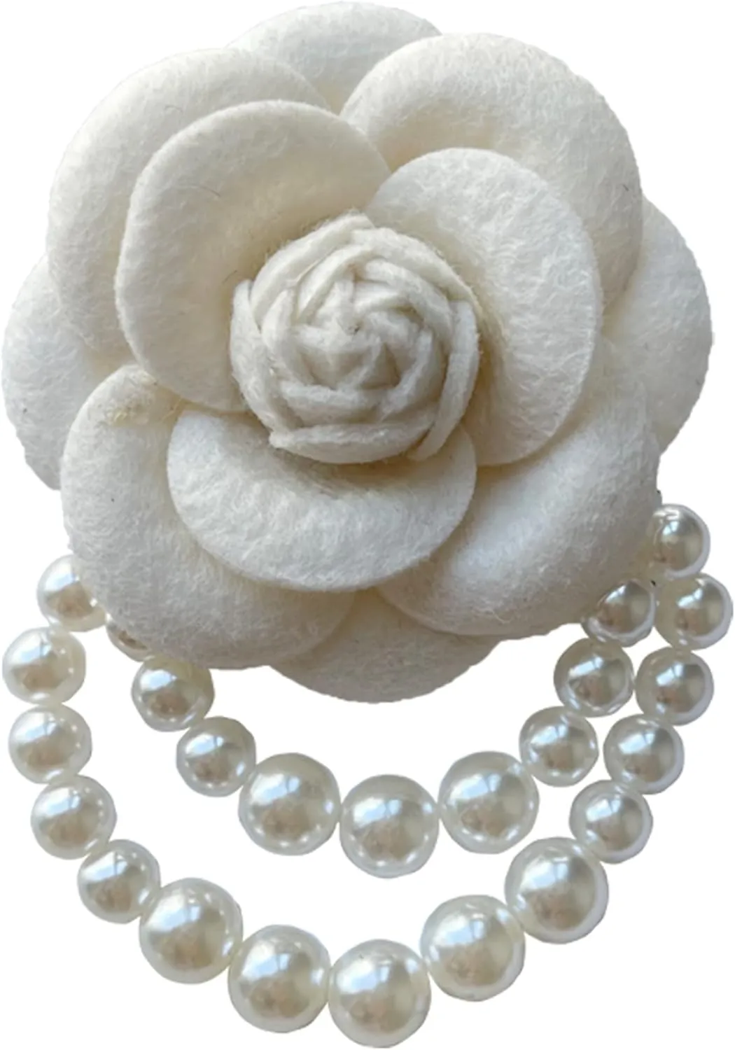 Fashion Jewelry Designer Camellia Faux Pearl White Flower Peony Rose Statement Large Blouse Brooch Pin for Women