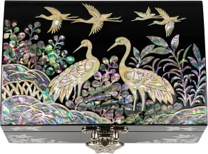 February Mountain Mother of Pearl Small Korean Jewelry Box - Unique Gifts Wooden Box Sister birthday gifts from sister, christmas gifts for women birthday unique gifts for her Oriental Room Decor