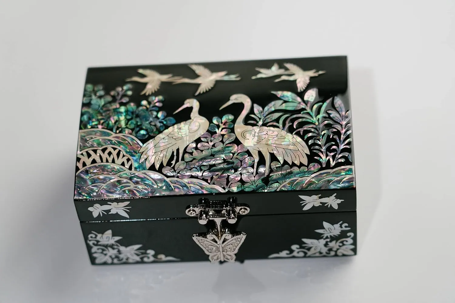 February Mountain Mother of Pearl Small Korean Jewelry Box - Unique Gifts Wooden Box Sister birthday gifts from sister, christmas gifts for women birthday unique gifts for her Oriental Room Decor