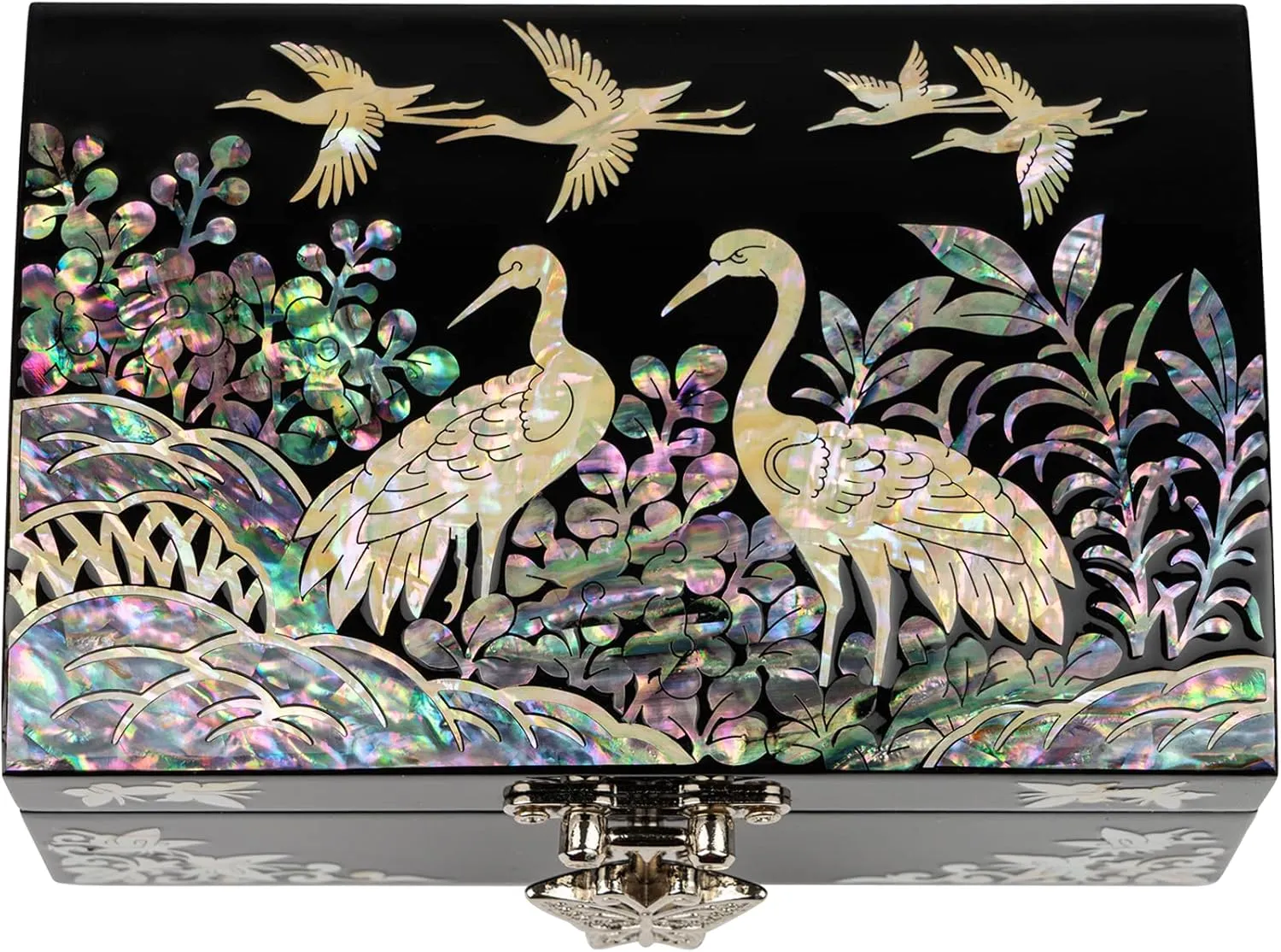 February Mountain Mother of Pearl Small Korean Jewelry Box - Unique Gifts Wooden Box Sister birthday gifts from sister, christmas gifts for women birthday unique gifts for her Oriental Room Decor