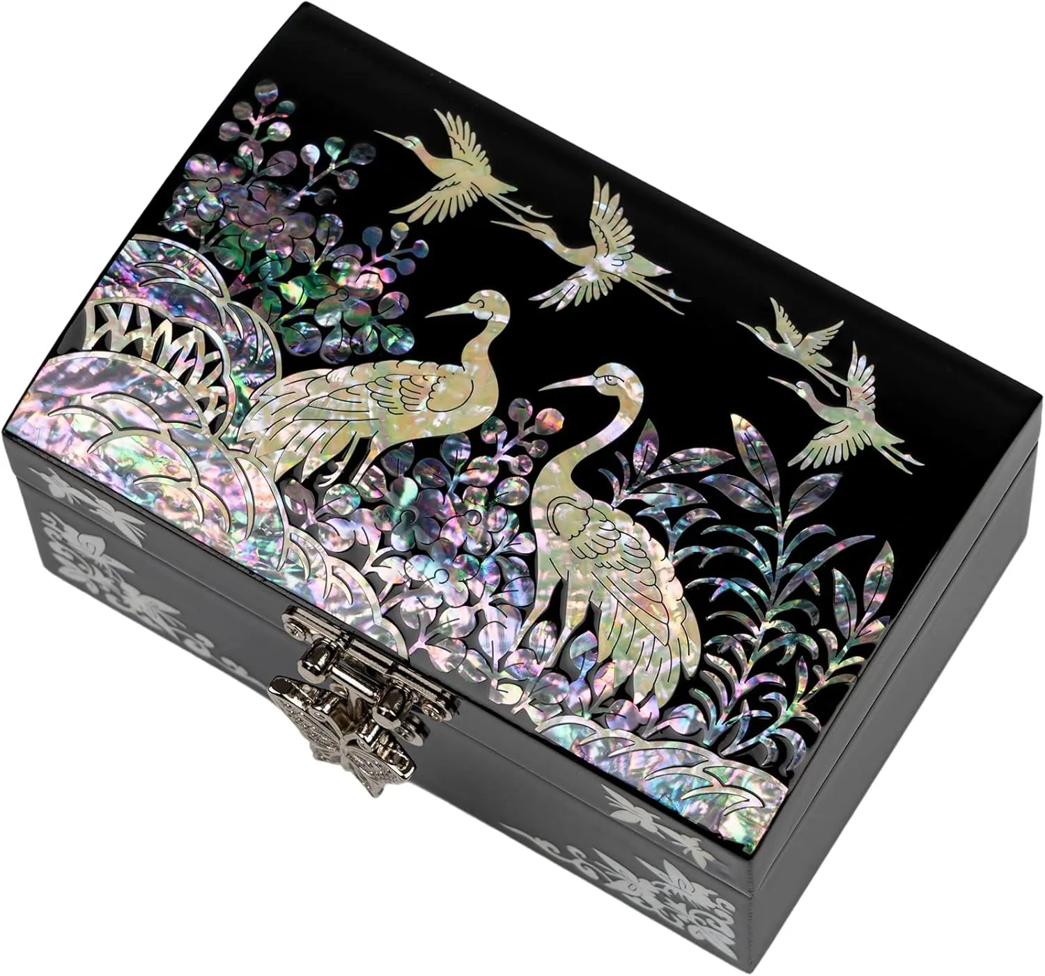 February Mountain Mother of Pearl Small Korean Jewelry Box - Unique Gifts Wooden Box Sister birthday gifts from sister, christmas gifts for women birthday unique gifts for her Oriental Room Decor