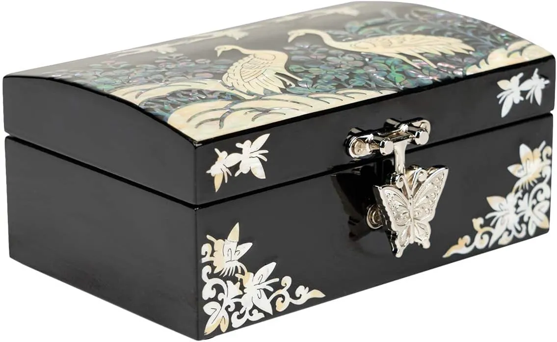 February Mountain Mother of Pearl Small Korean Jewelry Box - Unique Gifts Wooden Box Sister birthday gifts from sister, christmas gifts for women birthday unique gifts for her Oriental Room Decor
