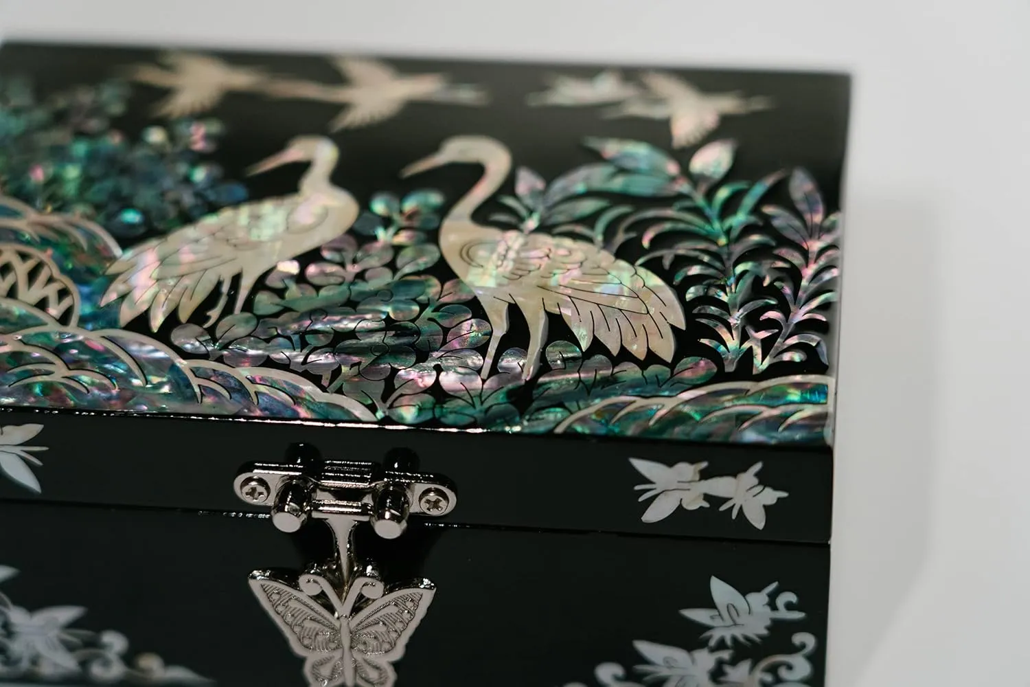 February Mountain Mother of Pearl Small Korean Jewelry Box - Unique Gifts Wooden Box Sister birthday gifts from sister, christmas gifts for women birthday unique gifts for her Oriental Room Decor