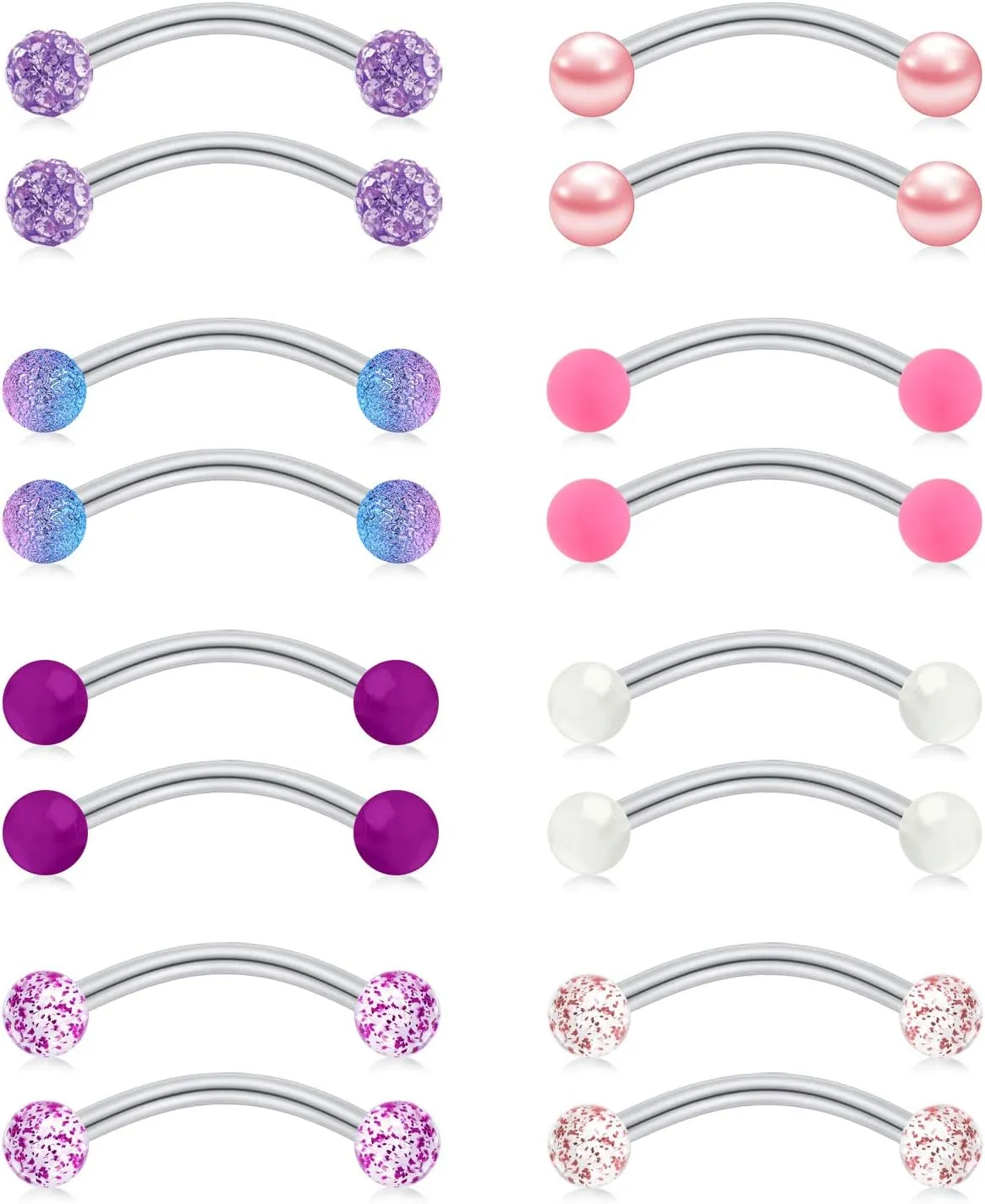 FECTAS 14g Stainless steel Nipple Rings Curved Barbell Piercing Jewelry Petite Belly Button Rings Curved Barbells for Women Men