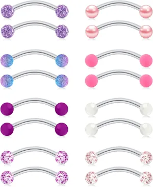FECTAS 14g Stainless steel Nipple Rings Curved Barbell Piercing Jewelry Petite Belly Button Rings Curved Barbells for Women Men