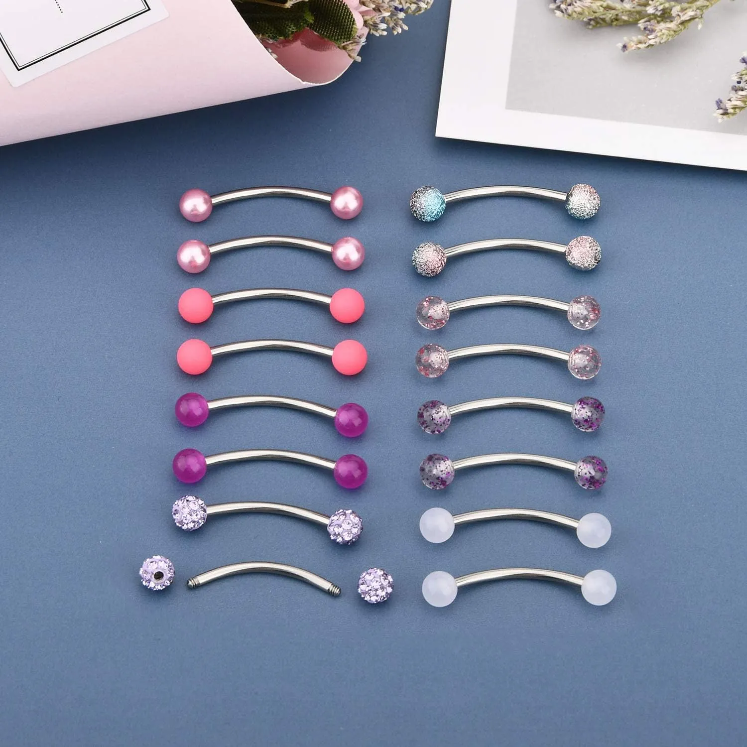 FECTAS 14g Stainless steel Nipple Rings Curved Barbell Piercing Jewelry Petite Belly Button Rings Curved Barbells for Women Men