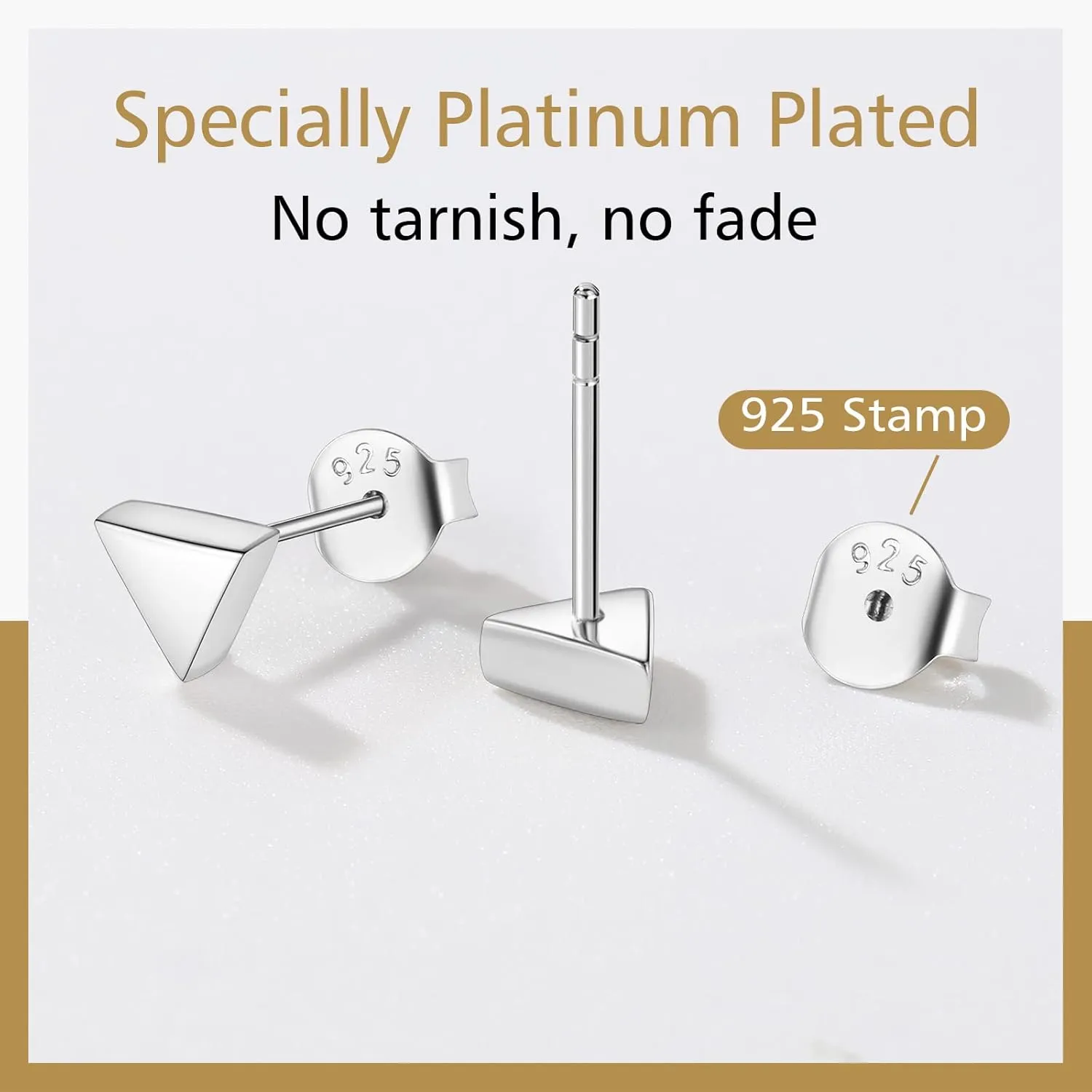 FindChic Hypoallergenic Sterling Silver Small Bar/Dot/Triangle/Butterfly/Lightning Studs Earrings Minimalist Geometric Jewelry Valentine Gifts for Women Men Girls, with Gift Box