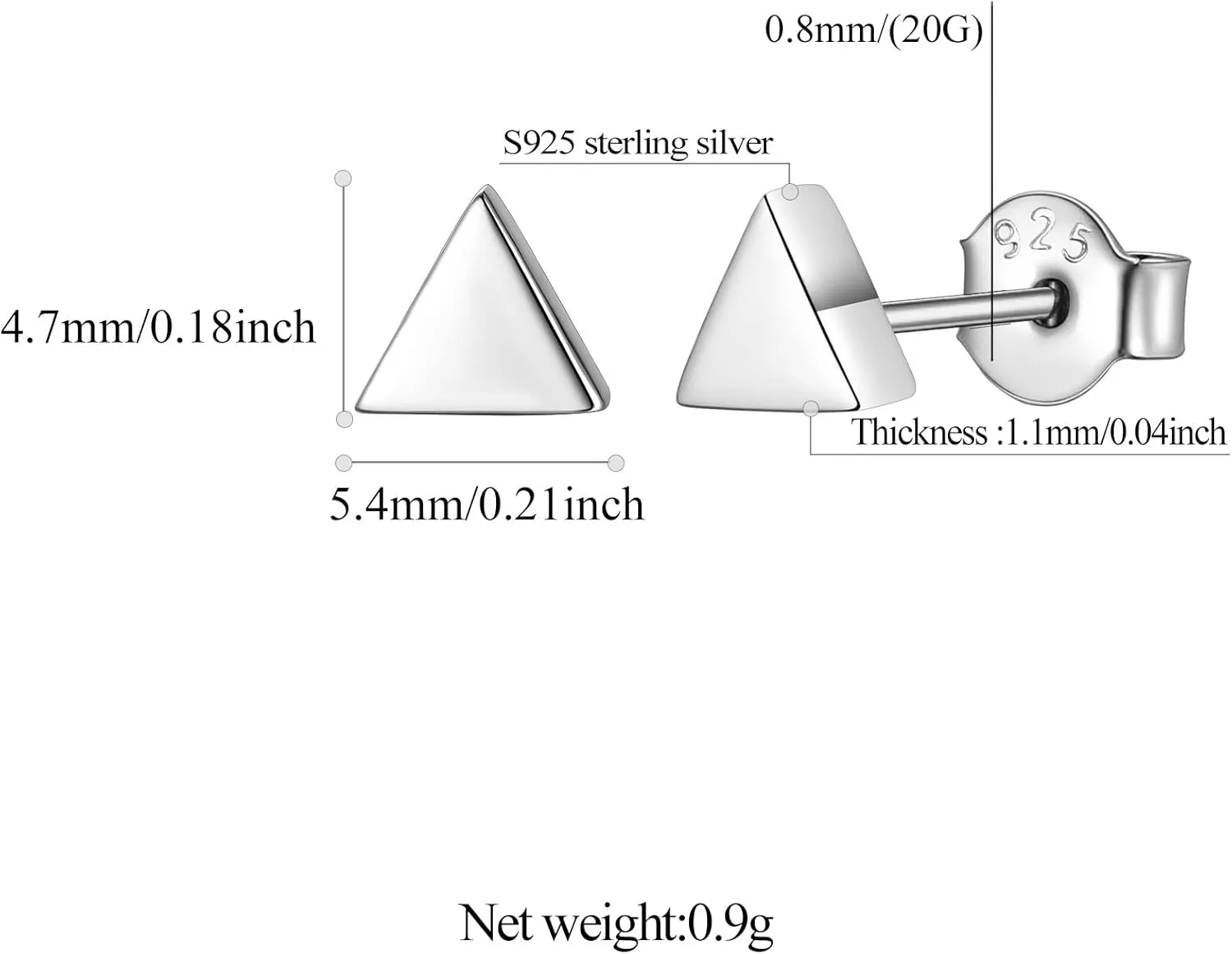 FindChic Hypoallergenic Sterling Silver Small Bar/Dot/Triangle/Butterfly/Lightning Studs Earrings Minimalist Geometric Jewelry Valentine Gifts for Women Men Girls, with Gift Box
