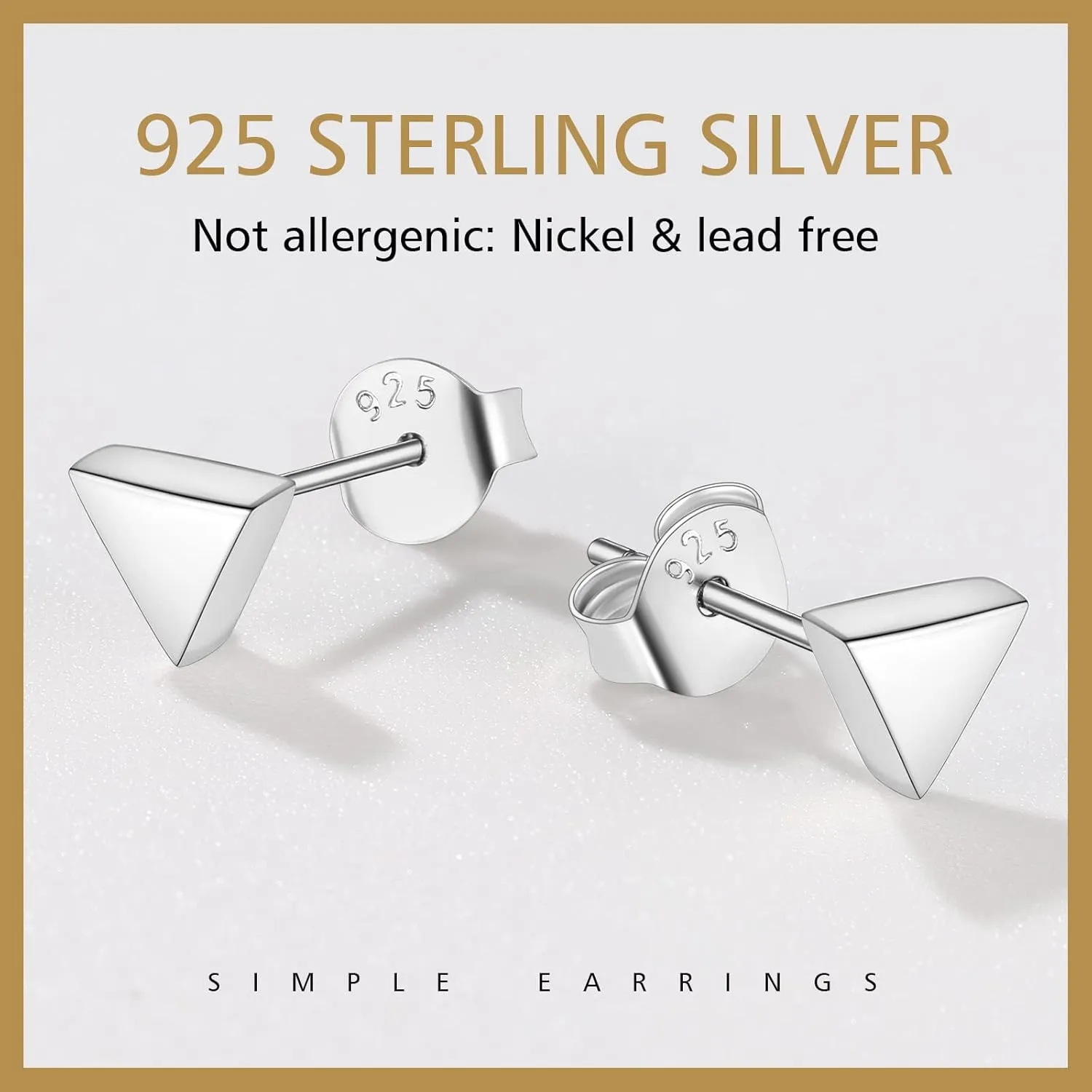 FindChic Hypoallergenic Sterling Silver Small Bar/Dot/Triangle/Butterfly/Lightning Studs Earrings Minimalist Geometric Jewelry Valentine Gifts for Women Men Girls, with Gift Box