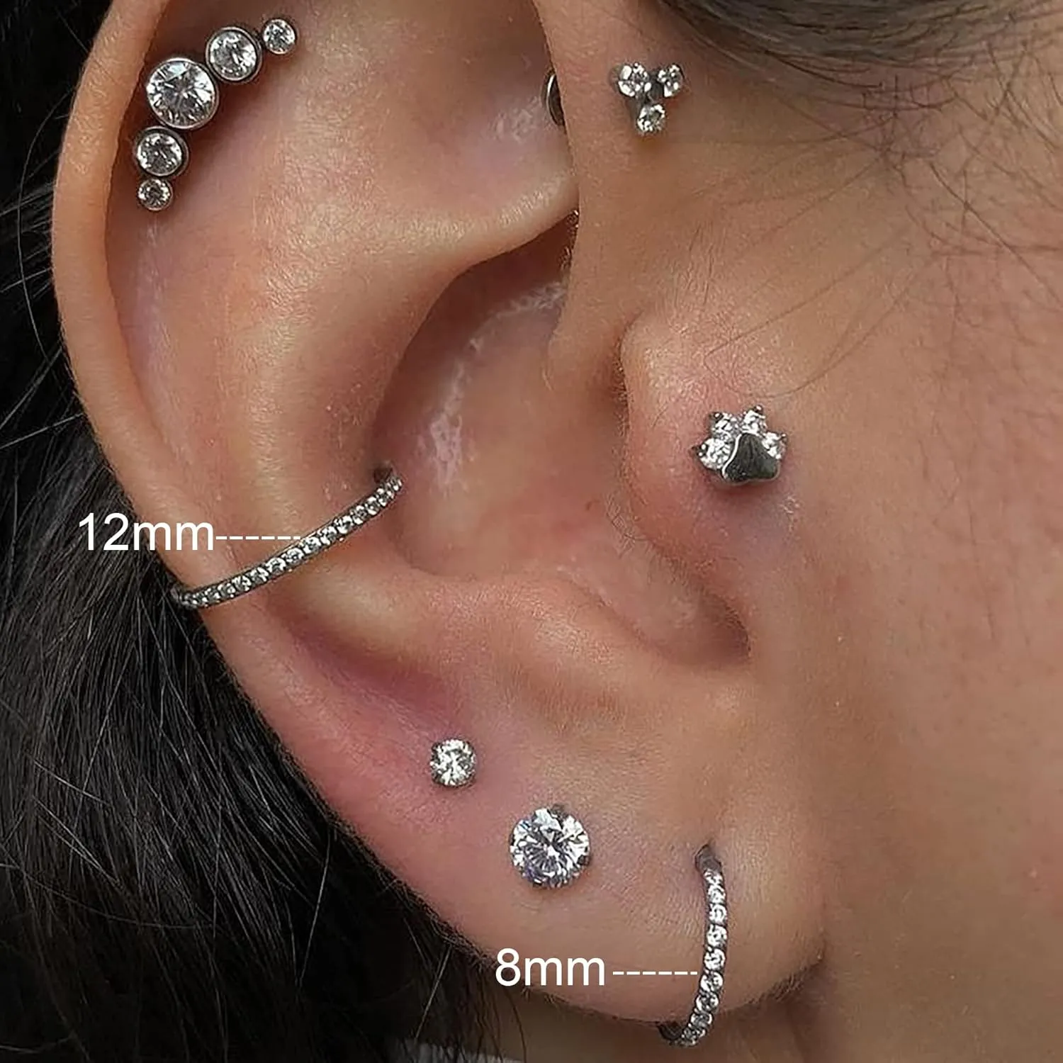FINE4U ASTM F136 Titanium Hoop Piercing Jewelry 16G 18G 6mm 8mm 10mm 11mm 12mm - Hypoallergenic Hinged Clicker for Septum, Cartilage, Conch, Helix, Rook, Tragus, Daith