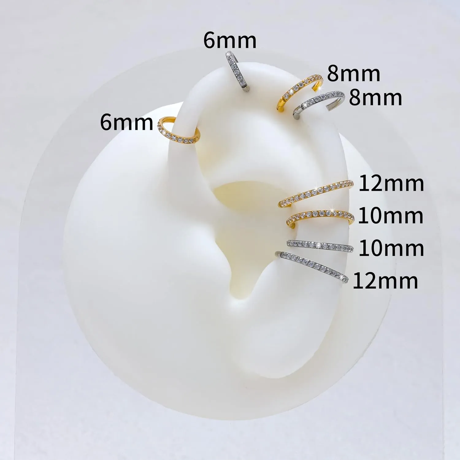 FINE4U ASTM F136 Titanium Hoop Piercing Jewelry 16G 18G 6mm 8mm 10mm 11mm 12mm - Hypoallergenic Hinged Clicker for Septum, Cartilage, Conch, Helix, Rook, Tragus, Daith