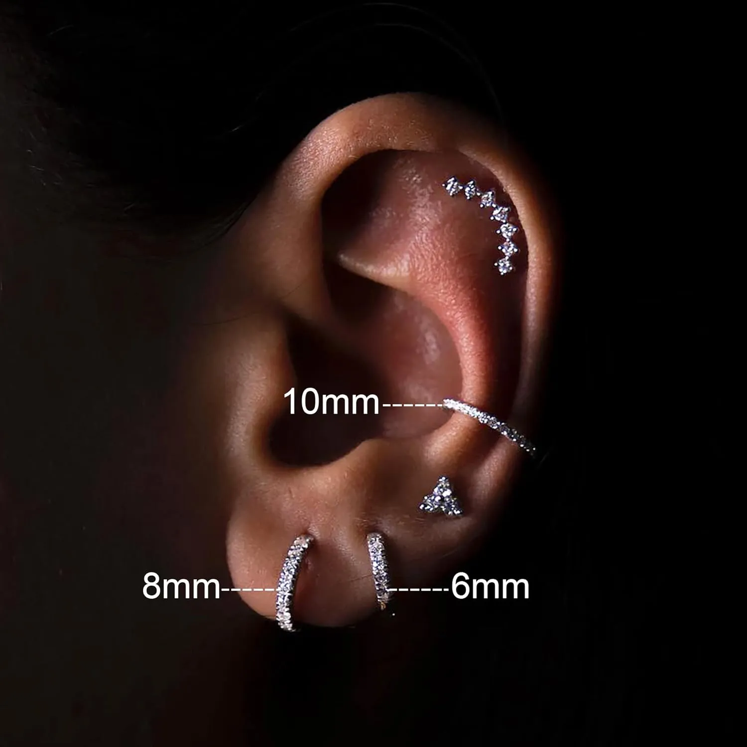 FINE4U ASTM F136 Titanium Hoop Piercing Jewelry 16G 18G 6mm 8mm 10mm 11mm 12mm - Hypoallergenic Hinged Clicker for Septum, Cartilage, Conch, Helix, Rook, Tragus, Daith