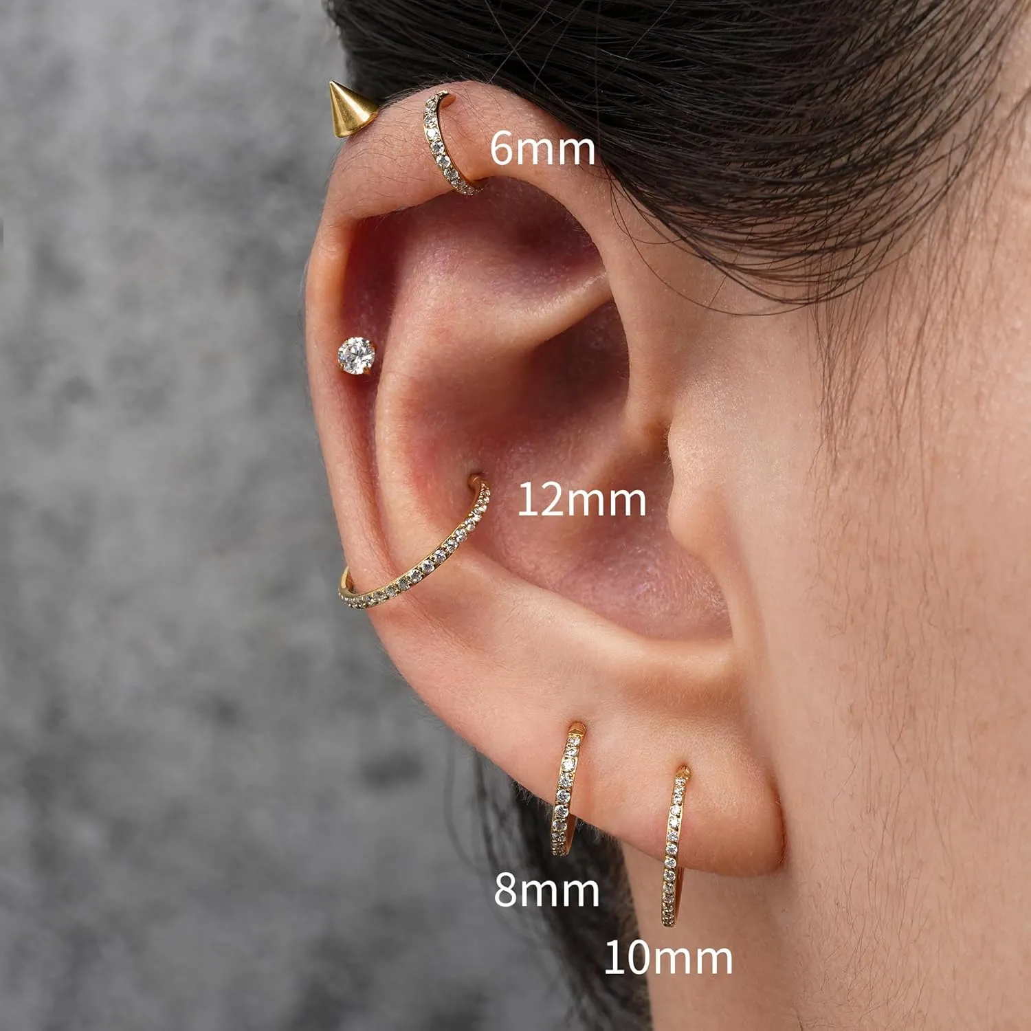 FINE4U ASTM F136 Titanium Hoop Piercing Jewelry 16G 18G 6mm 8mm 10mm 11mm 12mm - Hypoallergenic Hinged Clicker for Septum, Cartilage, Conch, Helix, Rook, Tragus, Daith