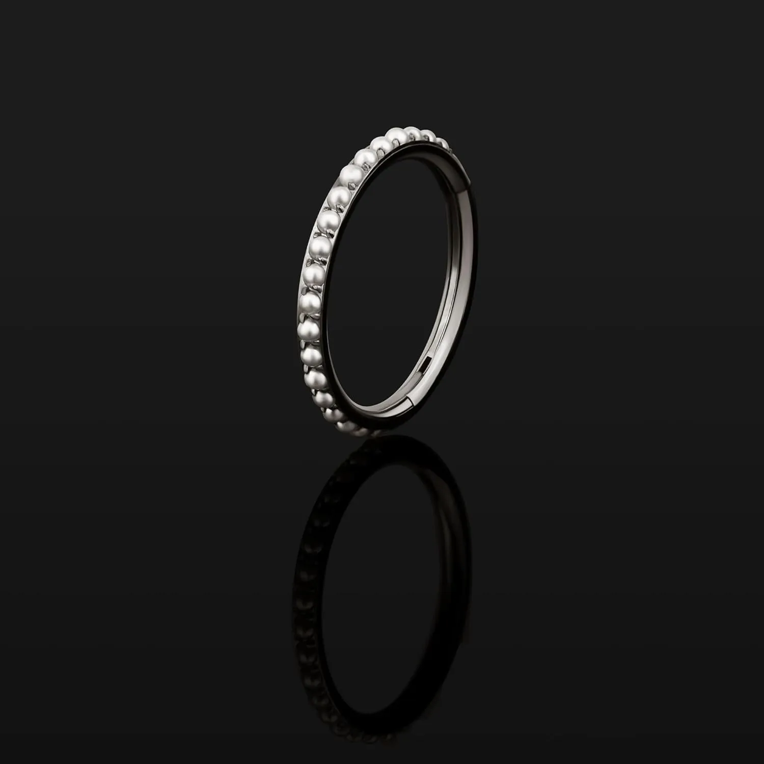 FINE4U Pearl Piercing Jewelry Hoop 16G 6mm 8mm 10mm 12mm, ASTM F136 Titanium Cartilage Earrings Hoop, Hypoallergenic Hinged Clicker for Women