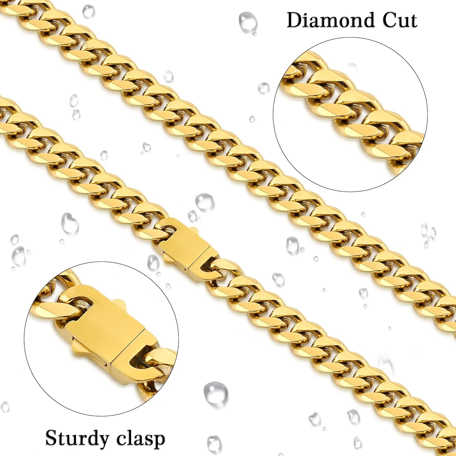 Fiusem 3.5mm Cuban Link Chains for Men, Silver Tone/Black/14K Gold Plated Stainless Steel Necklace Chain, Mens Necklace 16, 18, 20, 22, 24, 26, 28 Inch