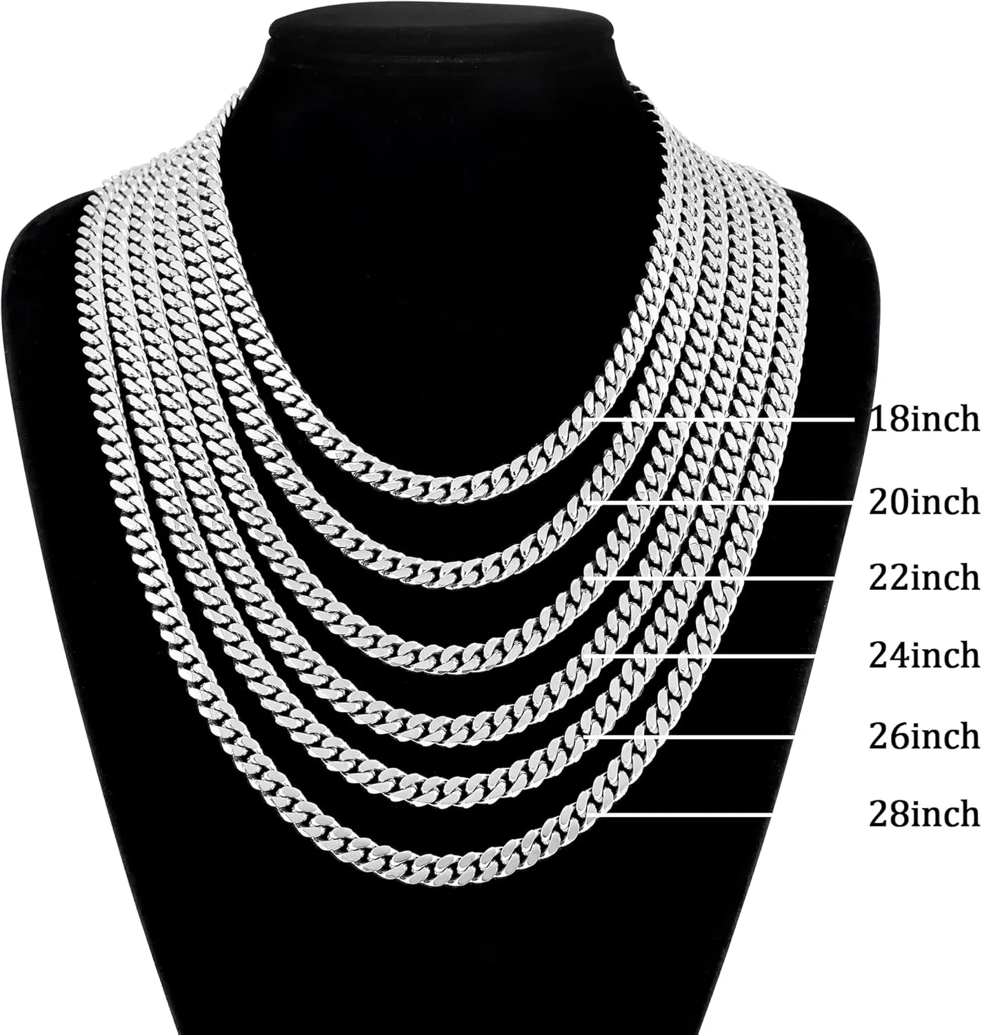 Fiusem 3.5mm Cuban Link Chains for Men, Silver Tone/Black/14K Gold Plated Stainless Steel Necklace Chain, Mens Necklace 16, 18, 20, 22, 24, 26, 28 Inch