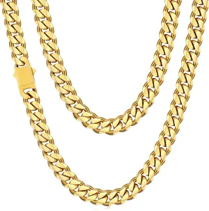 Fiusem 3.5mm Cuban Link Chains for Men, Silver Tone/Black/14K Gold Plated Stainless Steel Necklace Chain, Mens Necklace 16, 18, 20, 22, 24, 26, 28 Inch