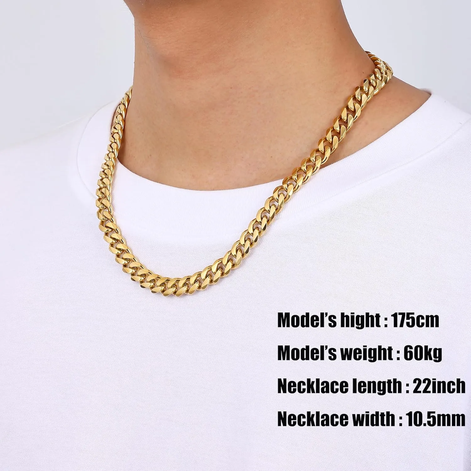 Fiusem 3.5mm Cuban Link Chains for Men, Silver Tone/Black/14K Gold Plated Stainless Steel Necklace Chain, Mens Necklace 16, 18, 20, 22, 24, 26, 28 Inch