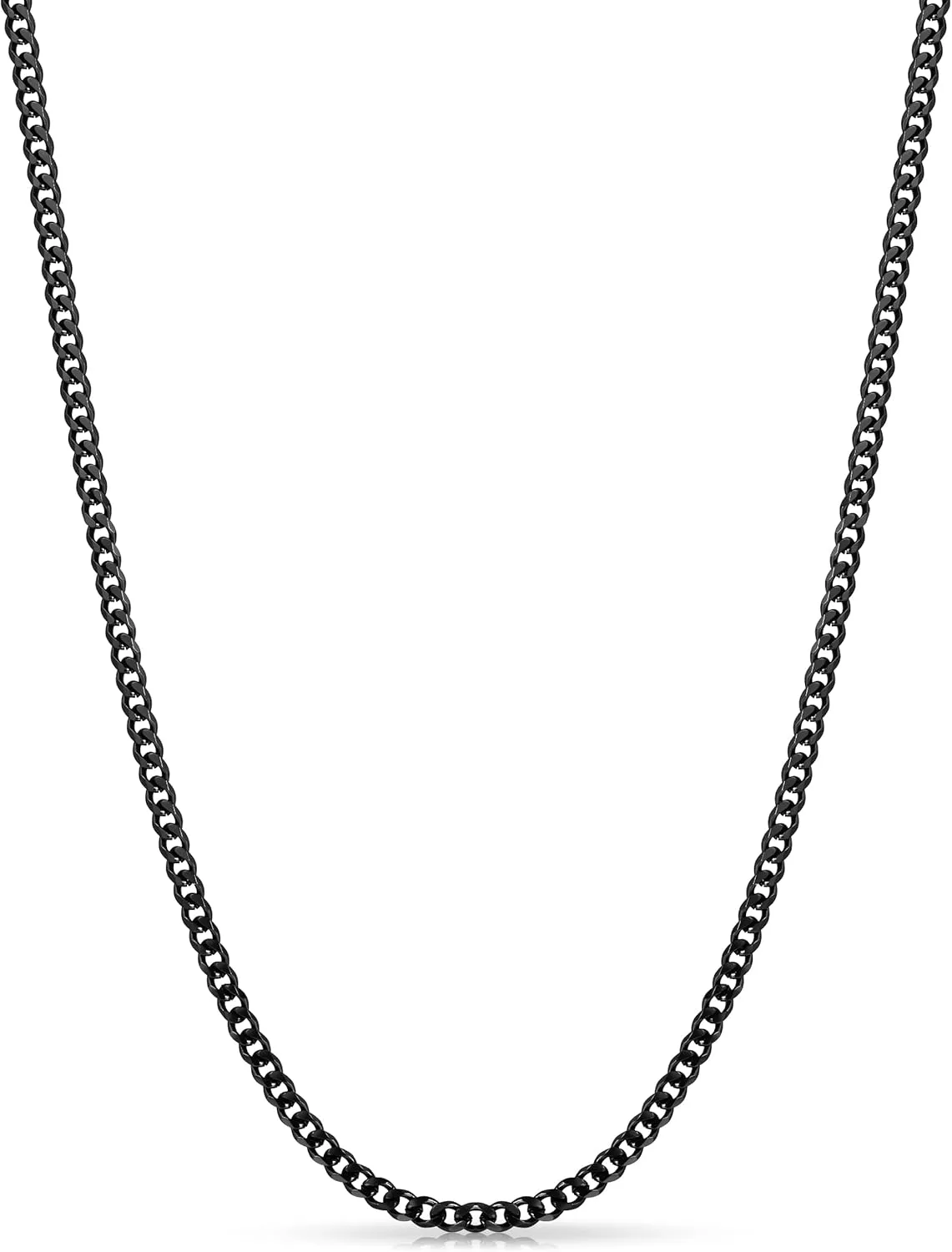 Fiusem 3.5mm Cuban Link Chains for Men, Silver Tone/Black/14K Gold Plated Stainless Steel Necklace Chain, Mens Necklace 16, 18, 20, 22, 24, 26, 28 Inch