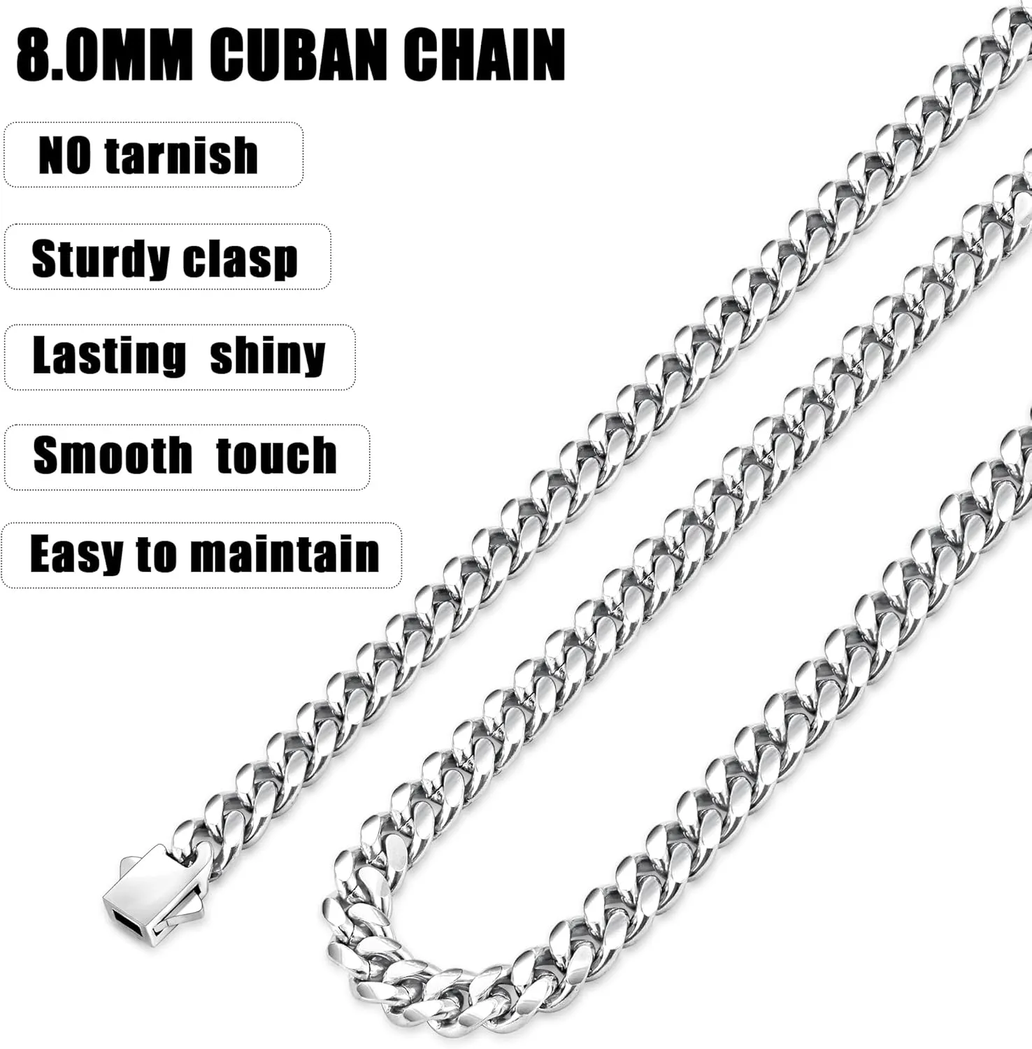 Fiusem 3.5mm Cuban Link Chains for Men, Silver Tone/Black/14K Gold Plated Stainless Steel Necklace Chain, Mens Necklace 16, 18, 20, 22, 24, 26, 28 Inch