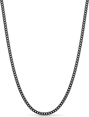 Fiusem 3.5mm Cuban Link Chains for Men, Silver Tone/Black/14K Gold Plated Stainless Steel Necklace Chain, Mens Necklace 16, 18, 20, 22, 24, 26, 28 Inch