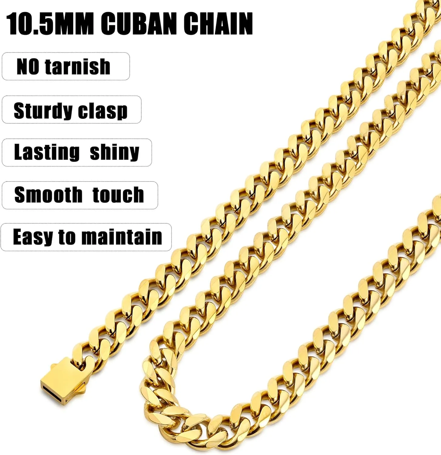 Fiusem 3.5mm Cuban Link Chains for Men, Silver Tone/Black/14K Gold Plated Stainless Steel Necklace Chain, Mens Necklace 16, 18, 20, 22, 24, 26, 28 Inch