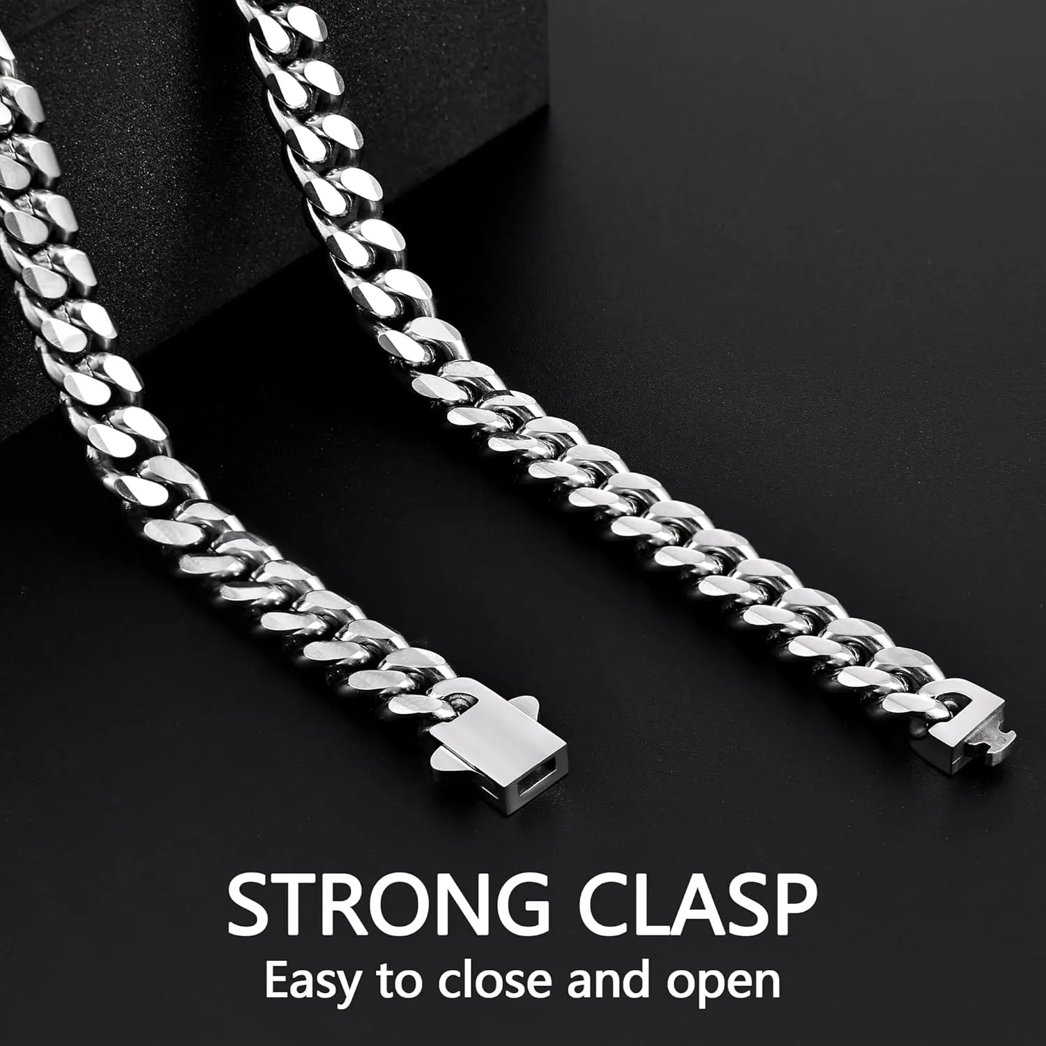 Fiusem 3.5mm Cuban Link Chains for Men, Silver Tone/Black/14K Gold Plated Stainless Steel Necklace Chain, Mens Necklace 16, 18, 20, 22, 24, 26, 28 Inch