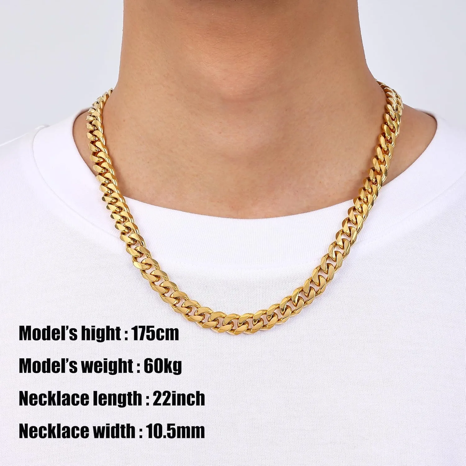 Fiusem 3.5mm Cuban Link Chains for Men, Silver Tone/Black/14K Gold Plated Stainless Steel Necklace Chain, Mens Necklace 16, 18, 20, 22, 24, 26, 28 Inch