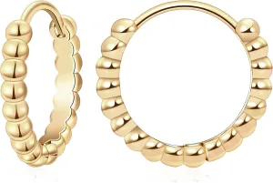 Fiusem Gold Huggie Hoop Earrings for Women, 14K Gold Plated Small Dainty Earrings for Women, Hypoallergenic Hoops 8/10/12 mm