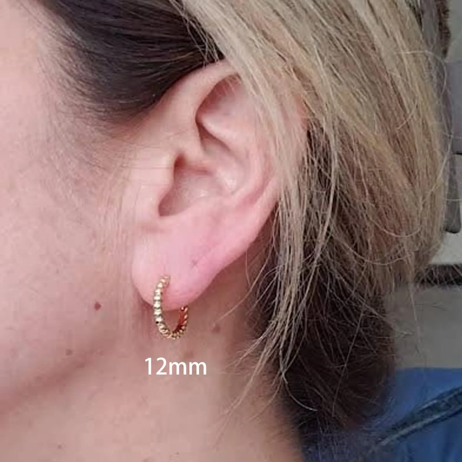 Fiusem Gold Huggie Hoop Earrings for Women, 14K Gold Plated Small Dainty Earrings for Women, Hypoallergenic Hoops 8/10/12 mm