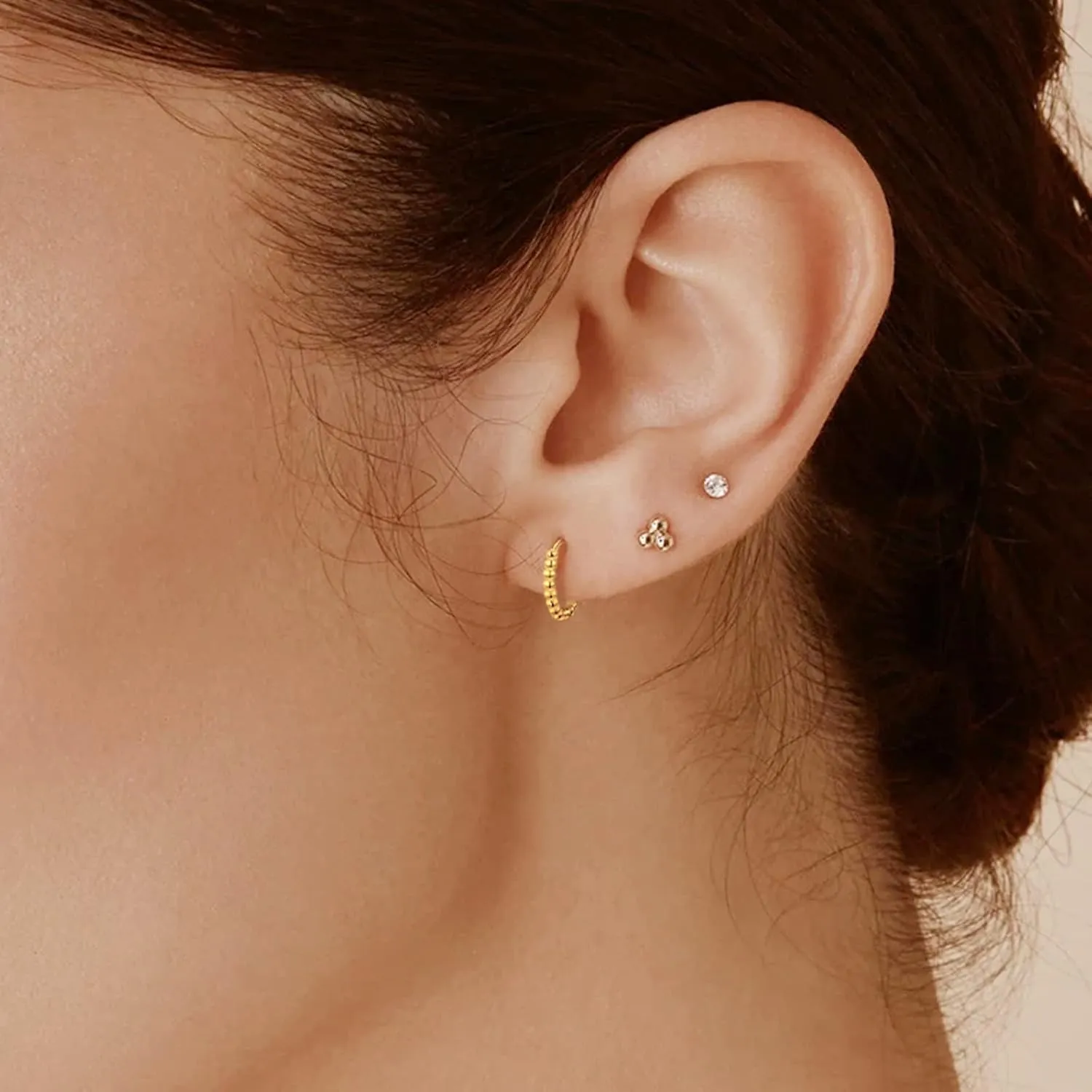 Fiusem Gold Huggie Hoop Earrings for Women, 14K Gold Plated Small Dainty Earrings for Women, Hypoallergenic Hoops 8/10/12 mm